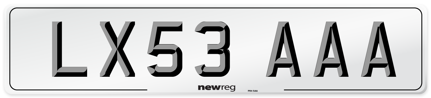 LX53 AAA Number Plate from New Reg